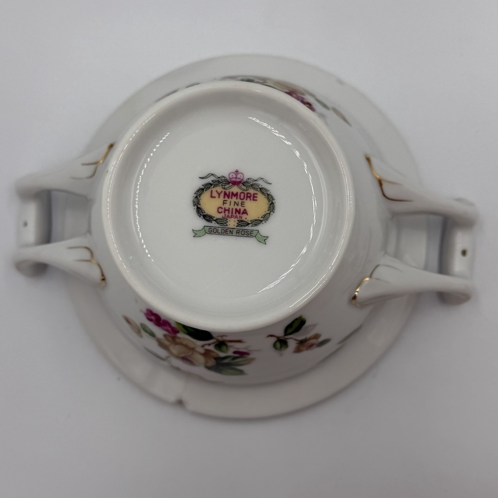 Vintage Lynmore Golden Rose Fine China Japan Lidded Sugar Bowl Porcelain - Picture 9 of 9